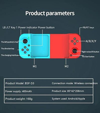 Schulzz D3 Apple IOS Android Uyumlu Joystick Gamepad