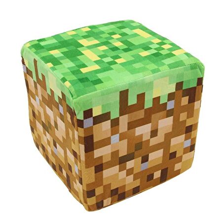 Minecraft Çim Blok Küp Yastık Minder Peluş Oyuncak 10CM