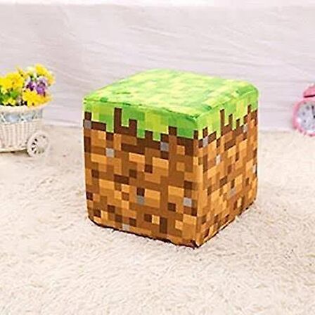 Minecraft Çim Blok Küp Yastık Minder Peluş Oyuncak 10CM