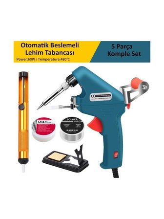 Schulzz 5 Parça Tetikli Otomatik Beslemeli 60W 480°C Lehim Tabancası Seti 