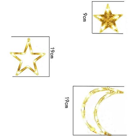 Solar Güneş Enerjili 8 Modlu 5 Metre Ay Yıldızlı Bahçe Aydınlatma