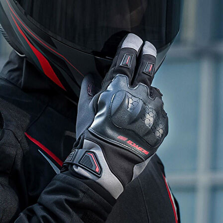 SCOYCO MC192WP SİYAH KIRMIZI KIŞLIK MOTOSİKLET ELDİVENİ