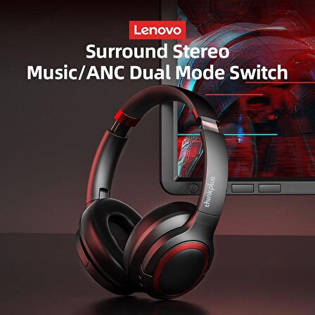 Lenovo Thinkplus TH40 Kablosuz Bluetooth Kulaküstü Kulaklık Siyah