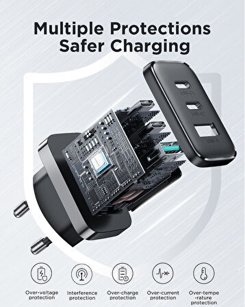 Joyroom TCF10 1 Usb 2 Type-c Çıkışlı 32w Şarj Adaptörü