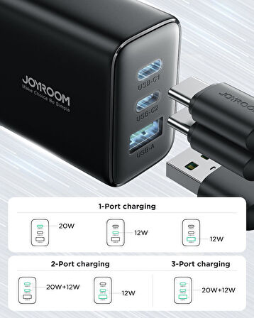 Joyroom TCF10 1 Usb 2 Type-c Çıkışlı 32w Şarj Adaptörü
