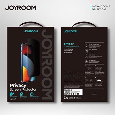 Joyroom JR-PF602 iPhone 12/12 Pro 2.5D Privacy Hayalet Ekran Koruyucu