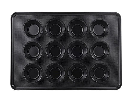 MasterPro BGMP-7331 Karbon Çelik 12 Oluklu Muffiin Fırın Tepsisi 42,3x29,8x2,7 cm