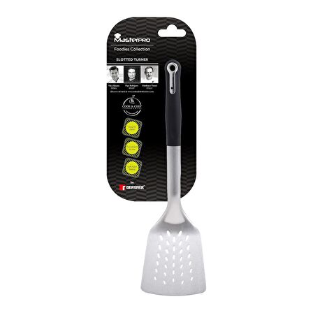 MasterPro 4859 Foodies Collection serisi Paslanmaz Çelik Oluklu Spatula,33,6x9,5x4,6 cm,PBT materyal