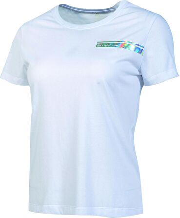 Peak Round T-Shirt FW602442 Kadın Beyaz Bisiklet Yaka Baskılı Nefes Alabilen Rahat Kısa Kollu Günlük Antrenman Spor Tişört