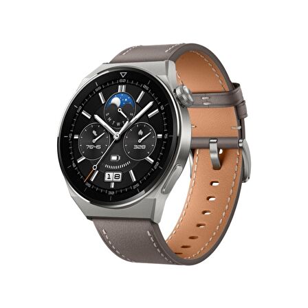 Huawei Watch Gt3 Pro 46MM Titanyum Kasa - Gri Deri