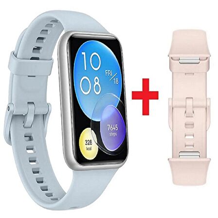 Huawei Watch Fit 2 (MAVİ) + Huawei Watch Fit 2 Silikon Kordon Pembe