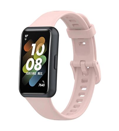 Huawei Band 7 Için Silikon Açık Pembe Kordon