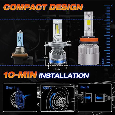 Fahren H4 Termitör 120W 28000 Lümen 6500K Süper Parlak LED Ampül