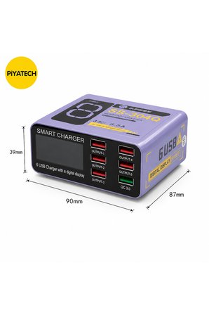 Hızlı Şarj Cihazı - Dijital Ekranlı SS-304Q 6 Port USB -