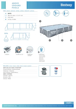 Bestway Prefabrik Havuz Steel Pro Dikdörtgen Prefabrik Yer Üstü Havuz Seti 3,66 m x 2,01 m x 66 cm 561FV