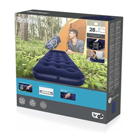 Bestway 67223 Tek Kişilik Flok Şişme Kamp Yatağı 185cm X 76cm X 28cm