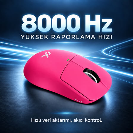 MCHOSE A5 V3 Berry Red 8K Hz Kablosuz Gaming Mouse ( MC-A5V3-1)