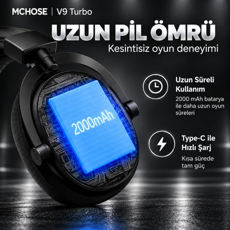 MCHOSE V9 Turbo+ Steel Black 7.1 Surround Kablosuz Gaming Kulaklık (HW-V9-14)