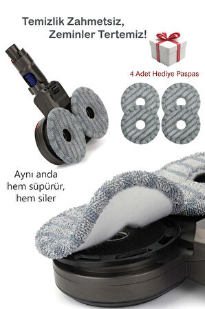 Dyson Uyumlu Püskürtmeli Silme Ve Süpürme Başlığı (V12 UYUMLU)