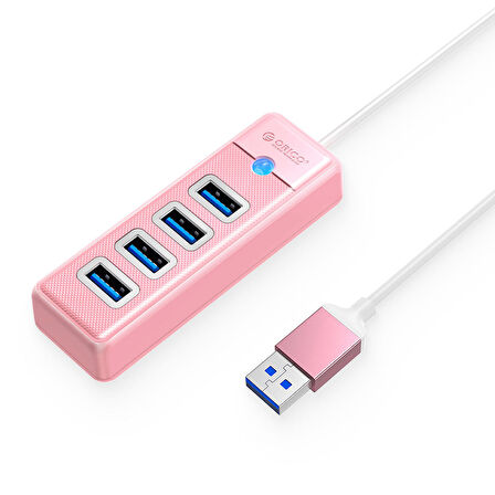 Orico USB3.0 4 Portlu 5Gbps Çoklu USB Bağlantı Noktası Çoklayıcı HUB, 15cm, Pembe, PW4U-U3-015-PK