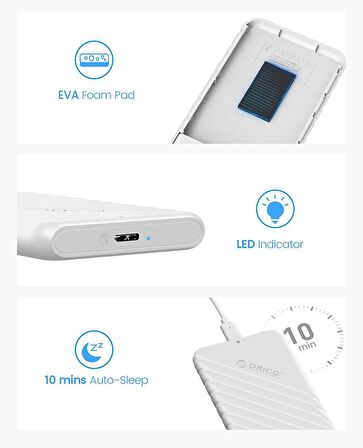 Orico USB 3.0 Micro B 2.5” inch SATA SSD Hard Disk Kutusu Beyaz