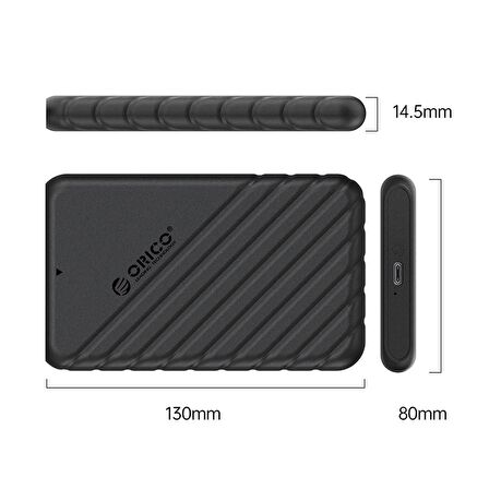 ORICO Type-C 6Gbps USB3.1 Gen1 2.5” inch SATA SSD Hard Disk Kutusu Siyah