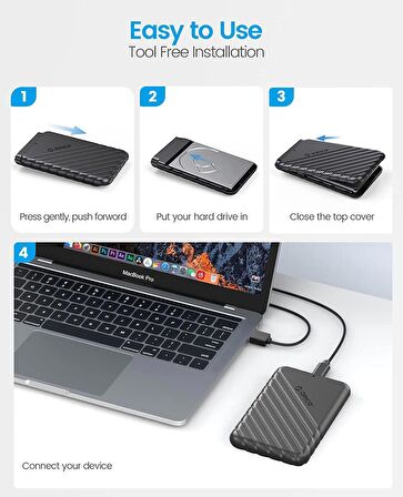 Orico Type-C to Type-C USB3.1 Gen1 6Gbps 2.5” inch SATA SSD Hard Disk Kutusu Siyah