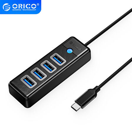 Orico Type-C to 4 Portlu USB3.0 5Gbps Çoklu USB Bağlantı Noktası Çoklayıcı HUB, 15cm, Siyah, PW4U-C3-015-BK