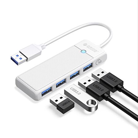 Orico 4 Portlu USB 3.0 Yüksek hızlı 5Gbps HUB Çoklayıcı Beyaz