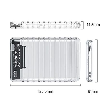 Orico USB3.2 Gen2 6Gbps Type-C 2.5” inch SATA SSD Hard Disk Kutusu Şeffaf