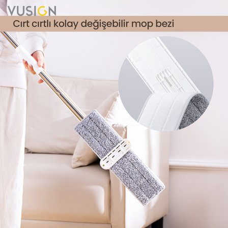 Mikrofiber Düz Mop Paspas Zemin Temizleme Mop 56x15x6.5 cm Ahşap Rengi