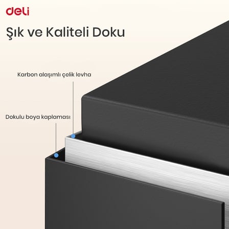 Deli ET511 Elektronik Şifreli Dijital Çelik Kasa Anahtarlı Acil Erişim 17 x 23 x 17 cm Gri