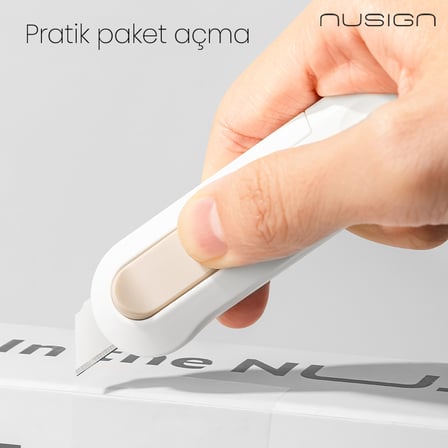 Mini Kesici Bıçak Otomatik Geri Çekmeli Güvenli Maket Bıçağı Beyaz