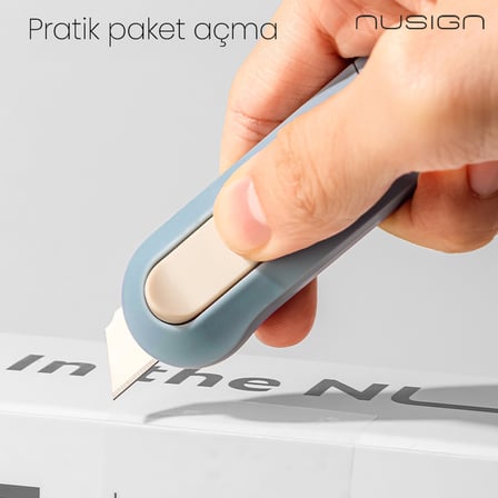 Mini Kesici Bıçak Otomatik Geri Çekmeli Güvenli Maket Bıçağı Mavi