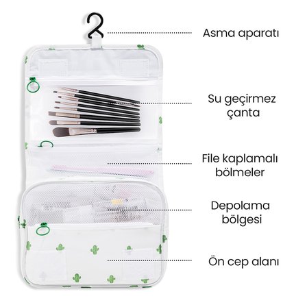 Kozmetik Saklama Çantası Seyahat Makyaj Organizer Çanta 24x9x20 cm Ahşap Rengi