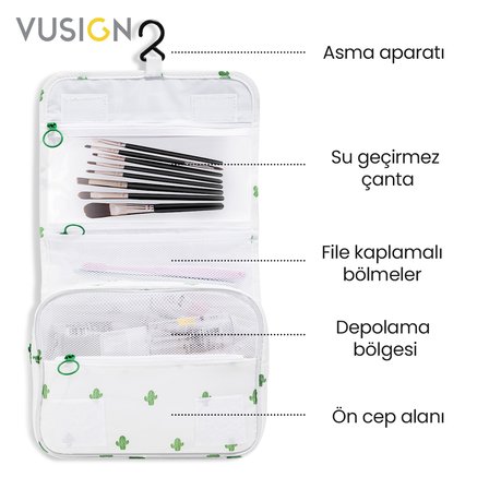 Kozmetik Saklama Çantası Seyahat Makyaj Organizer Çanta 24x9x20 cm Beyaz Rengi