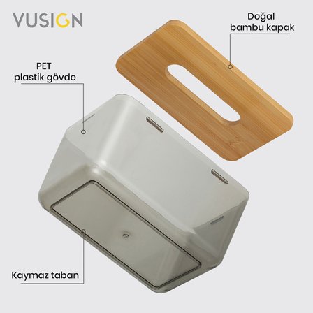 VUSIGN Bambu ve ahşap mendil kutusu