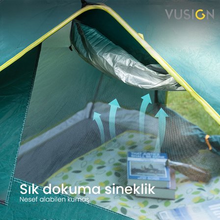 Otomatik Kamp Çadırı 2-3 Kişilik 205x205x115 cm Kolay Kurulum Suya Dayanıklı Kamp Çadırı VS4002-GN Yeşil