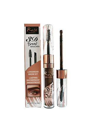 Rose 3D Brow (No:02) Mascara Longwear Brow Kıt Lastıng, Waterproof, Sweatproof 3 g