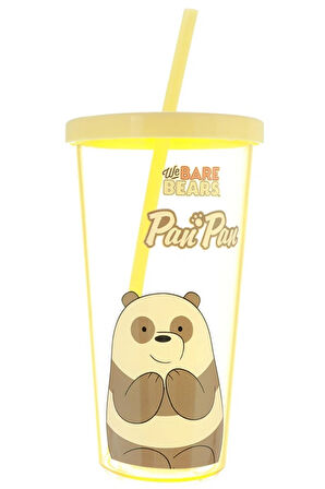 We Bare Bears Lisanslı Pipetli Plastik Şişe (600Ml) - Panda