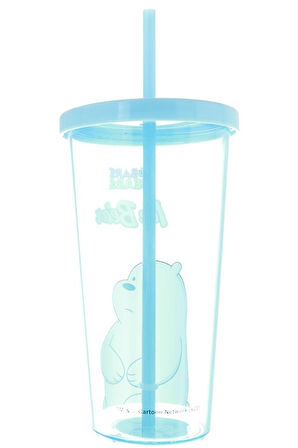 We Bare Bears Lisanslı Pipetli Plastik Şişe (600Ml) - Kutup Ayısı