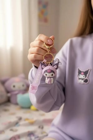 Sanrio Lisanslı Sevimli Hayvan Serisi Anahtarlık – Kuromi Cinnamoroll Çanta Süsü 6 Cm