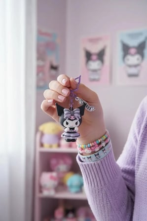Sanrio Lisanslı Kuromi Şanslı Kehanet Serisi Araba Süsü 6 CM