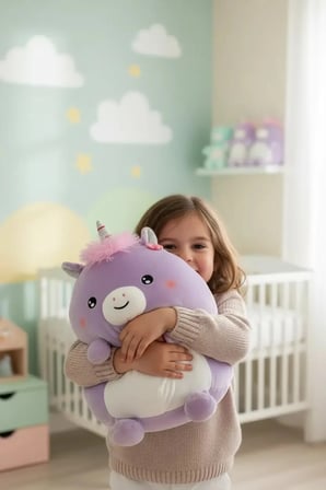 Tombul Serisi Yuvarlak Peluş Oyuncak 30cm - Mor Unicorn