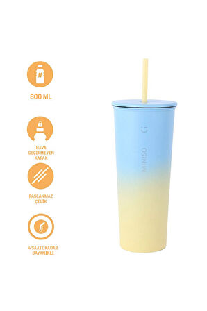 Gradyan Serisi Pipetli Çelik Suluk Termos (800ml)