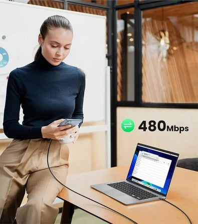 Ugreen 15175 US562 100W PD USB-C to USB-C Hızlı Şarj ve Data Kablo Siyah 0.5metre