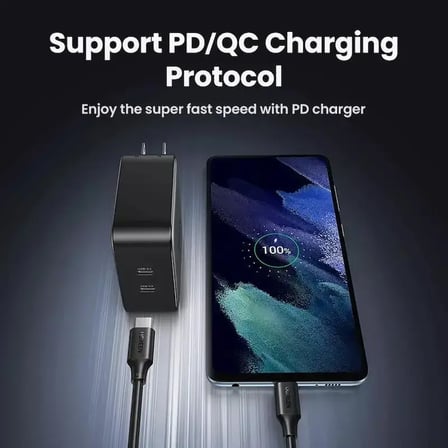Ugreen 15175 US562 100W PD USB-C to USB-C Hızlı Şarj ve Data Kablo Siyah 0.5metre