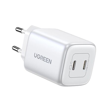 Ugreen Nexode 45W USB Type-C QC 4.0 PD GaN X 2 Portlu Hızlı Şarj Cihazı Beyaz