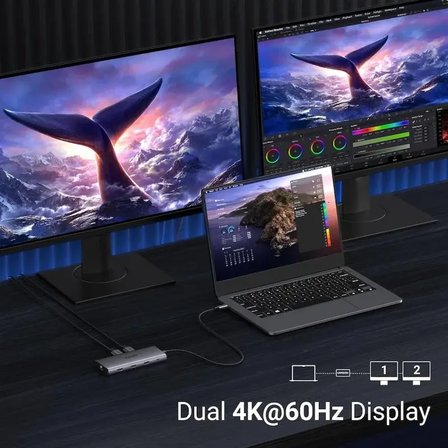 UGREEN 15534 CM639 Revodok Pro 10 in 1 1xUSB-A 3.0 2xUSB-A 2.0 Çoklayıcı 1x8K/30Hz 1x4K/60Hz HDMI 1xSD 1xTF Kart Okuyucu xRJ45 Gigabit Ethernet 1xUSB-C PD 100W Şarj Desteği Çok Fonksiyonlu Bağlantı İstasyonu