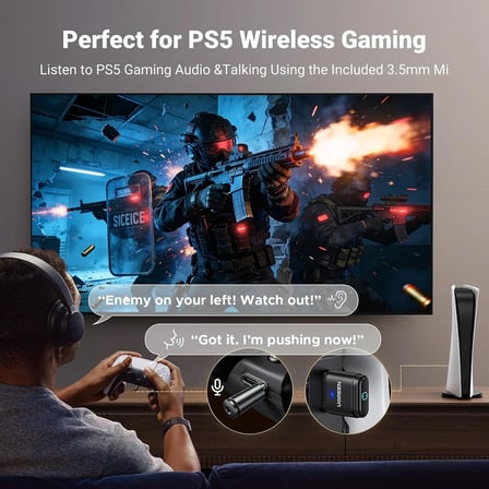 Ugreen 15765 CM668 Bluetooth 5.3 Oyun Ses aptX HD/Adaptive Ses Verici Transmitter Adaptör